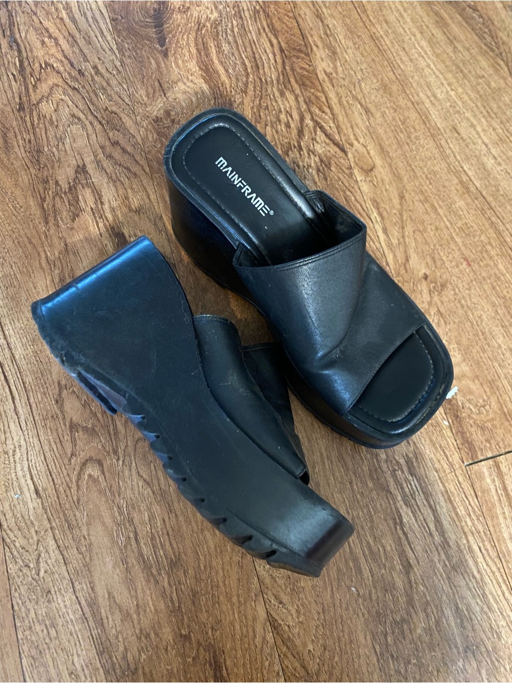Mainframe Black Platform Slide Sandals for Women